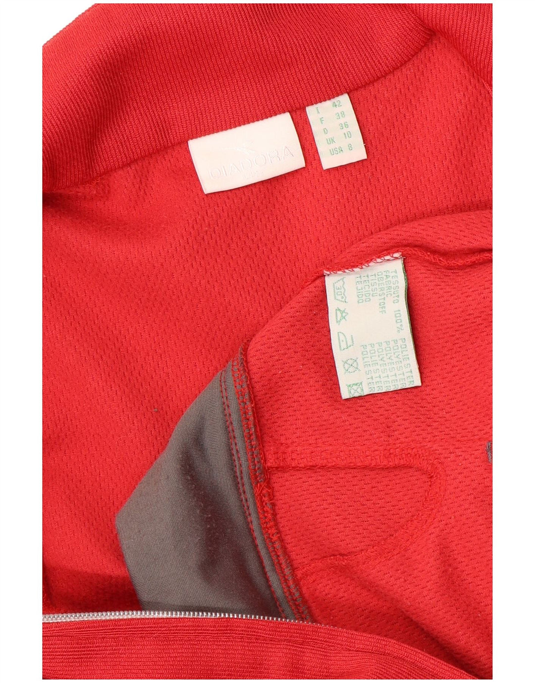 Damska bluza dresowa typu oversize Diadora UK 10, mała, czerwona, z blokami kolorów