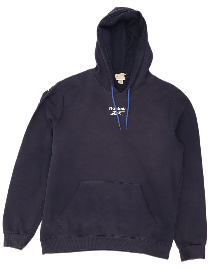 Męski sweter z kapturem Reebok z grafiką, średni granatowy, bawełniany