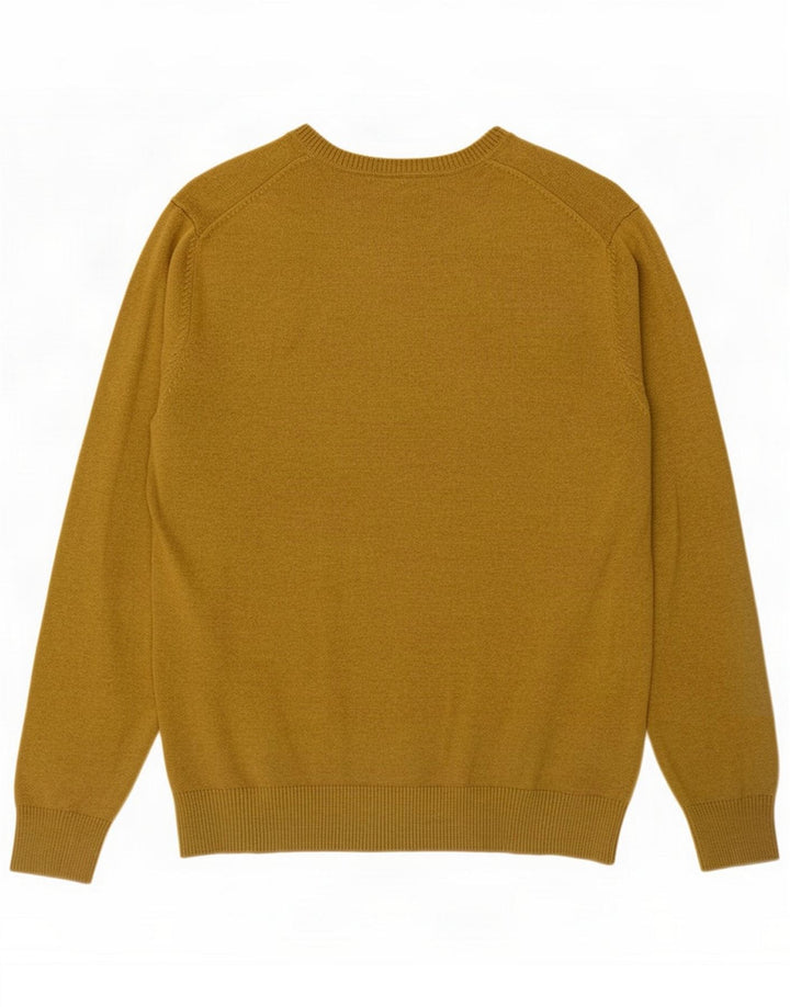 Męski sweter z dekoltem w serek Massimo Dutti, średni khaki, bawełna