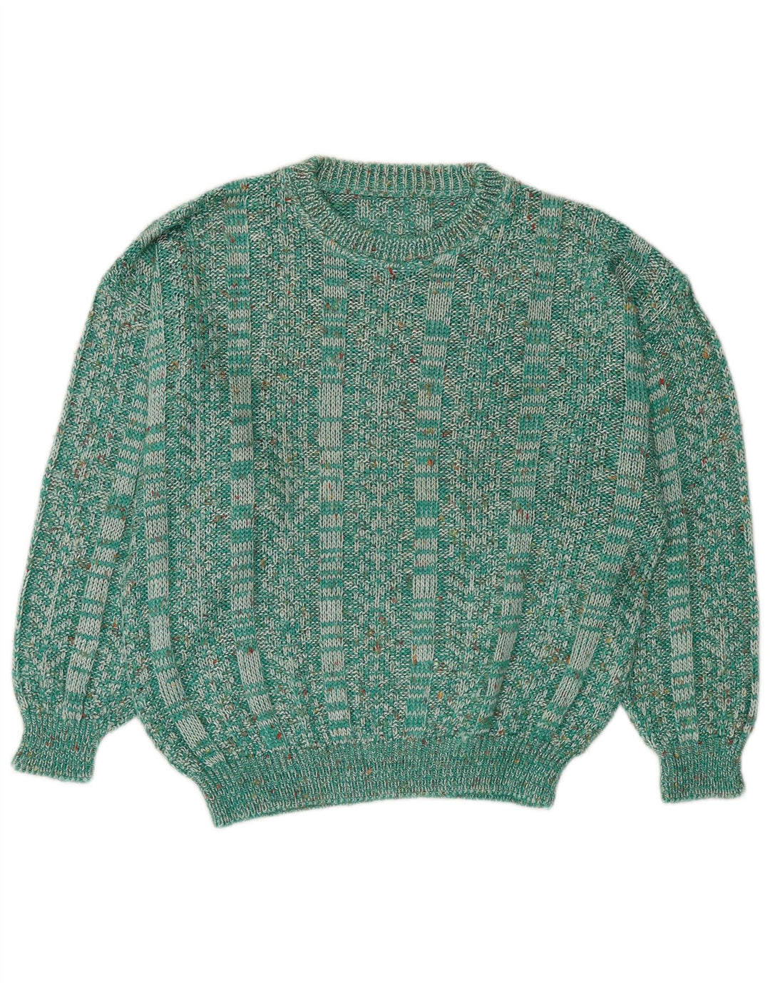 Sweter damski w stylu vintage z dekoltem w łódkę UK 14 Średni zielony nakrapiany