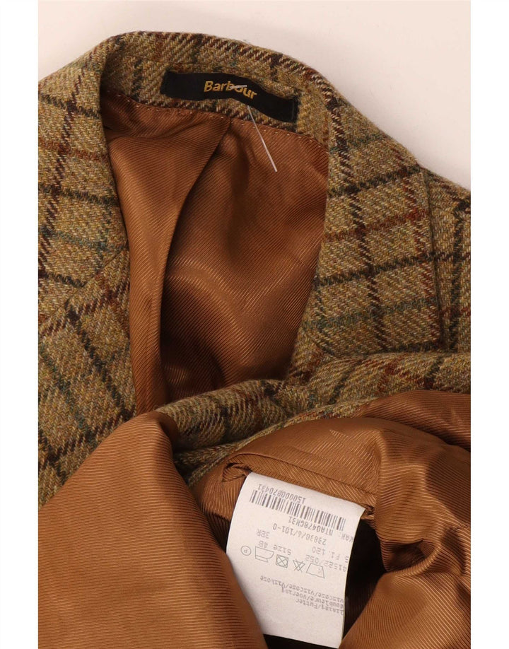Męska marynarka Barbour zapinana na 2 guziki EU 48 Medium Khaki w kratkę, nowa wełna