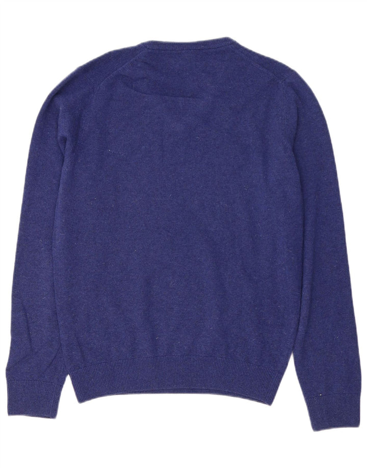 Męski sweter Lacoste z dekoltem w kształcie litery V, rozmiar 2 XS, niebieska dziewicza wełna