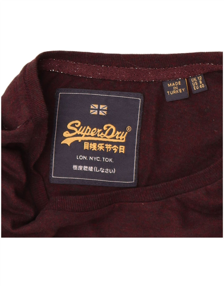 Damska koszulka z grafiką Superdry Top UK 12, średni bordowy poliester