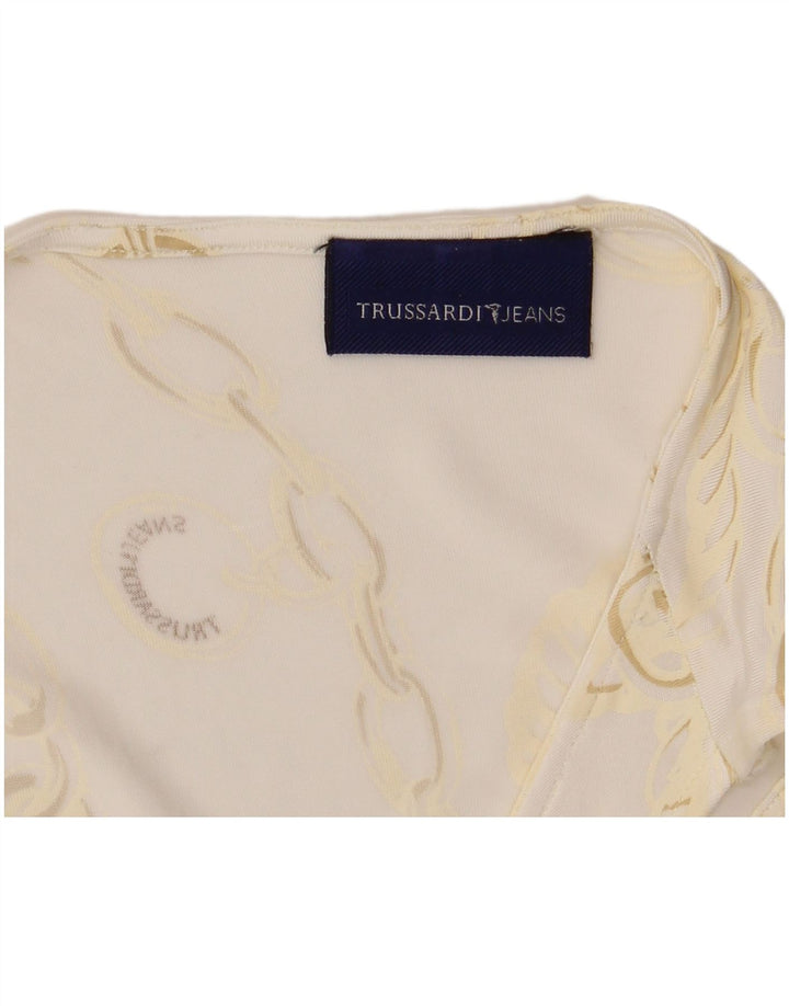 Damska bluzka Trussardi Jeans z abstrakcyjnym wzorem, UK 8, mała, biała