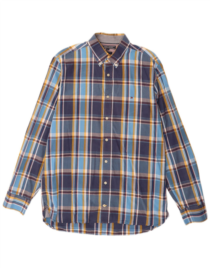 Męska koszula Tommy Hilfiger New York Fit w średnią niebieską kratkę, bawełniana