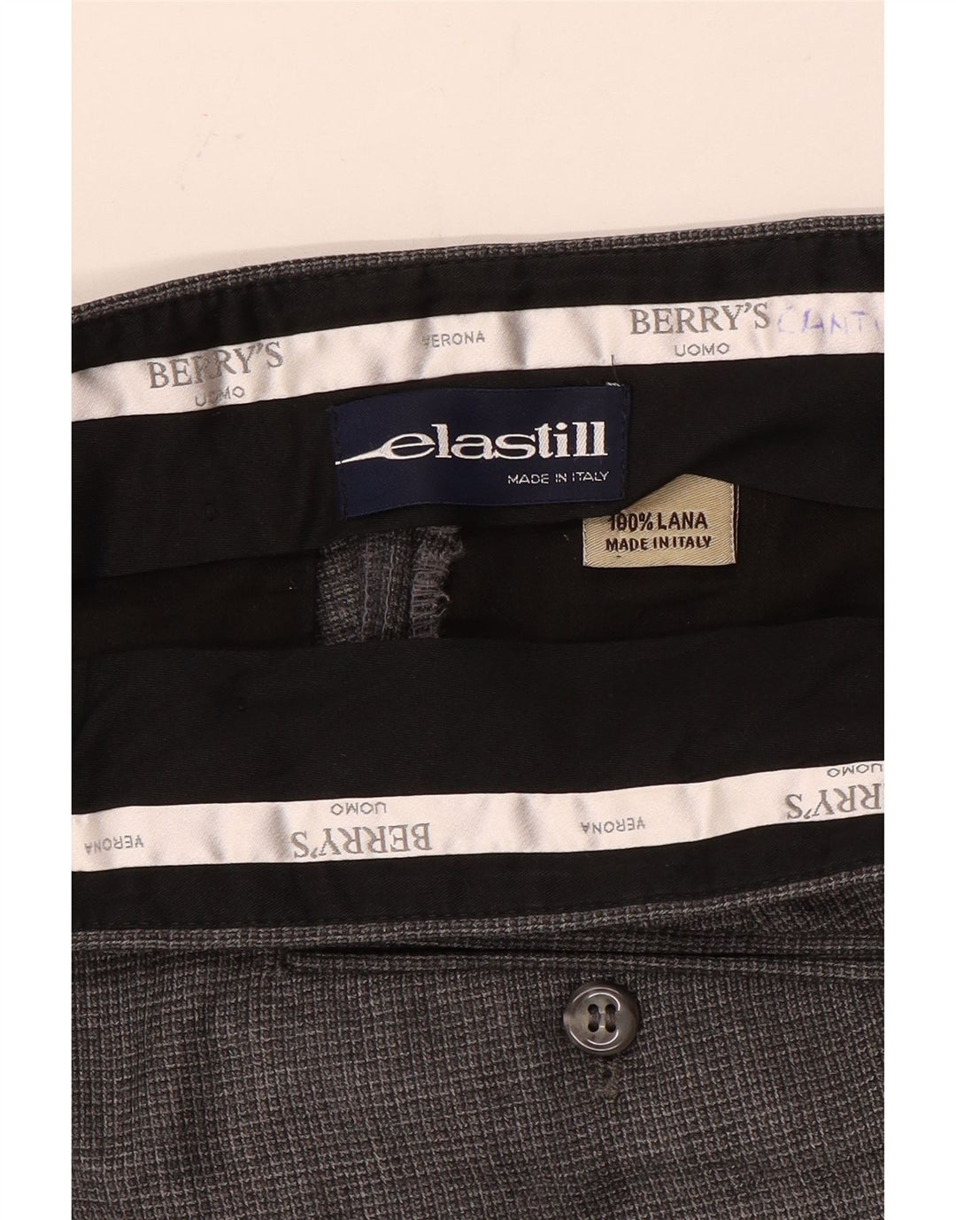 Męskie proste spodnie garniturowe w stylu vintage W36 L34 Szara wełna