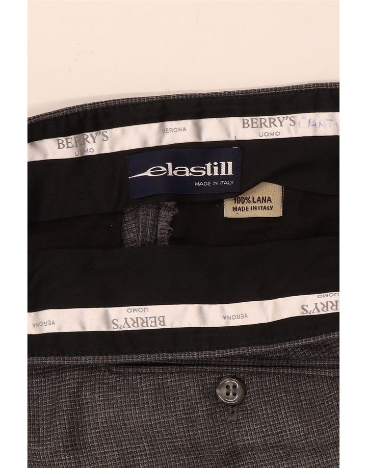 Męskie proste spodnie garniturowe w stylu vintage W36 L34 Szara wełna