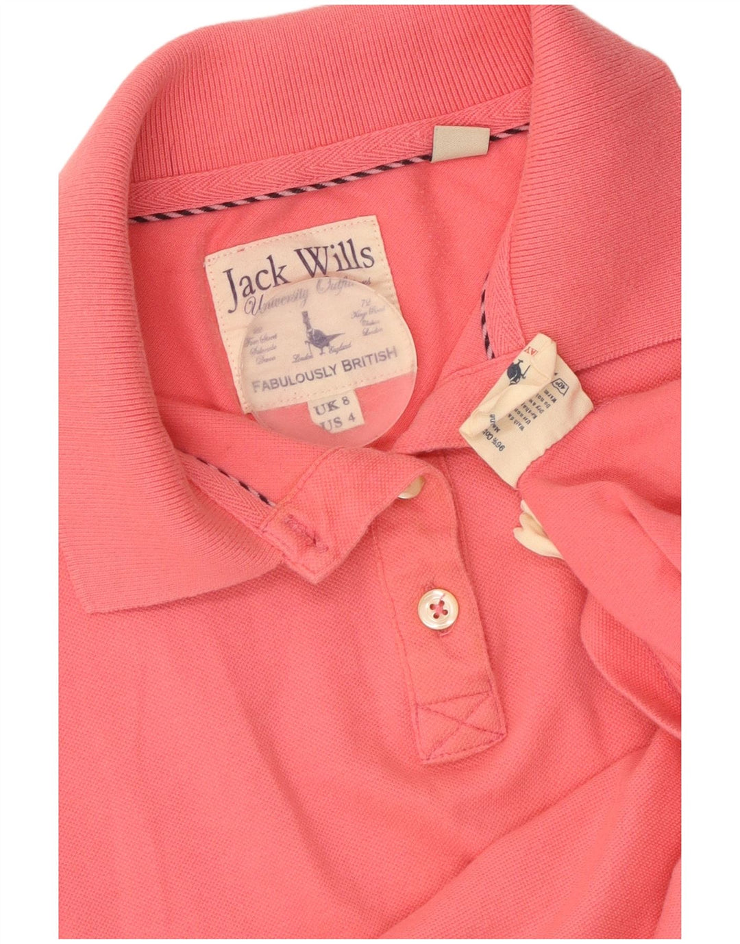 Damska koszulka polo JACK WILLS UK 8, mała, różowa, bawełniana