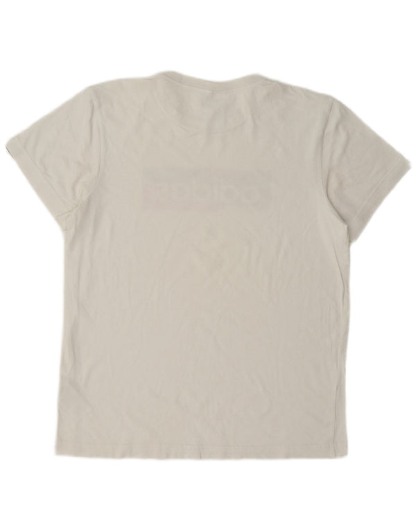 Damska koszulka oversize Adidas z grafiką Top UK 8/10 Mała biała bawełna