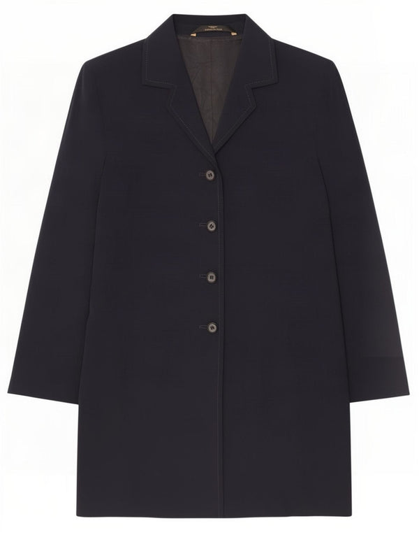 Marks & Spencer Womens St. Michael Overcoat UK 14 Large Navy Blue Polyester
