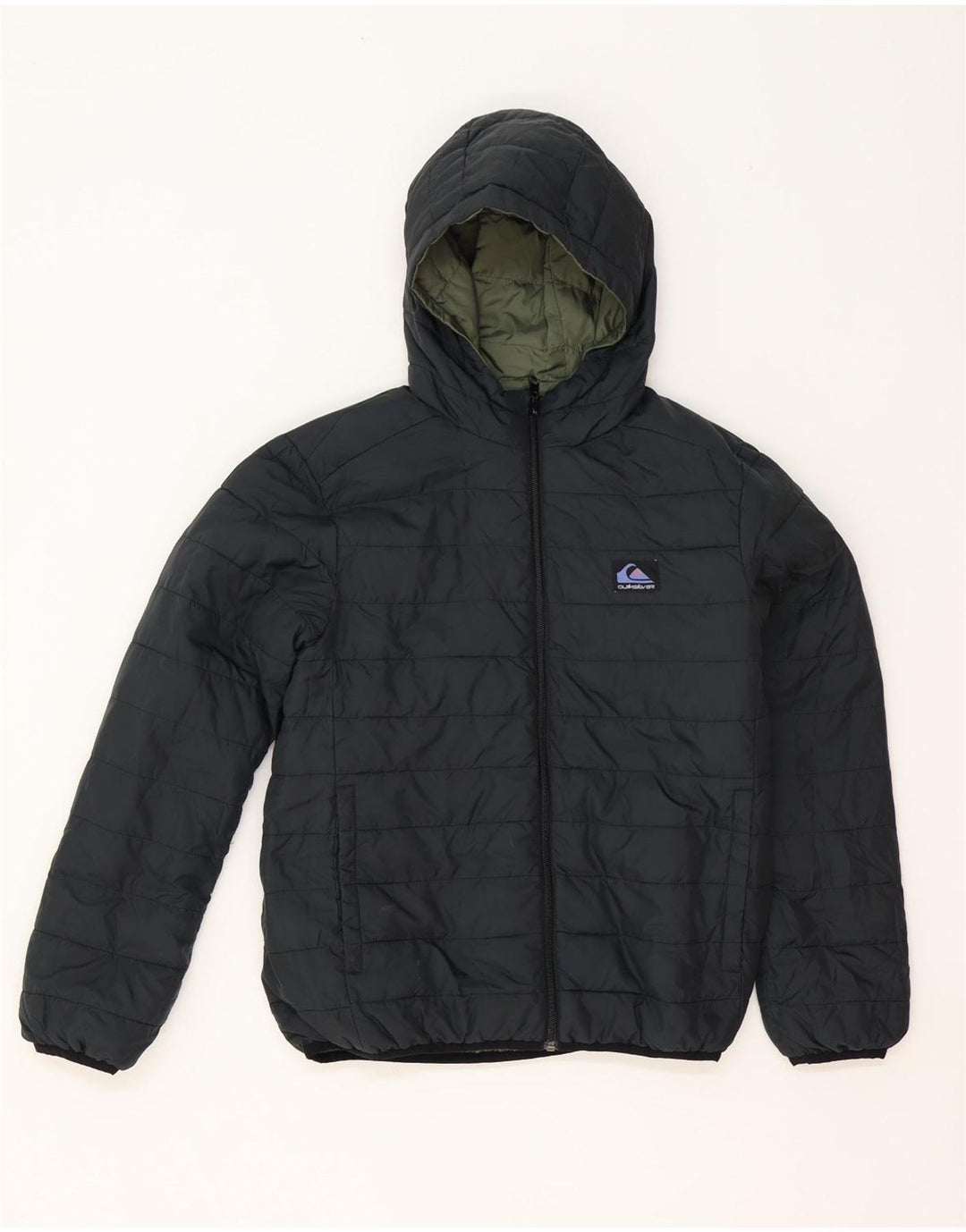 Dwustronna ocieplana kurtka z kapturem Quiksilver dla chłopców 11-12 lat, średni khaki