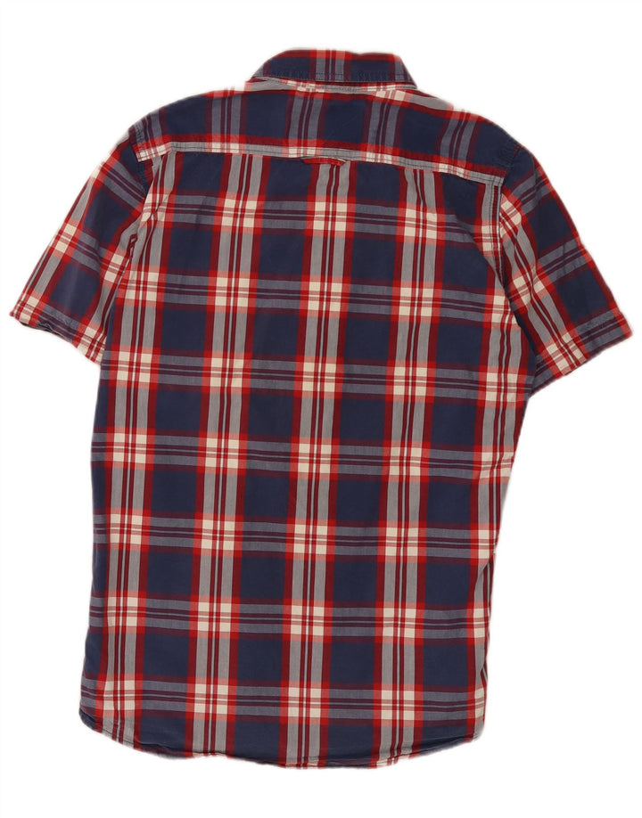 Męska koszula z krótkim rękawem Superdry, średnia, granatowa, bawełniana w kratkę