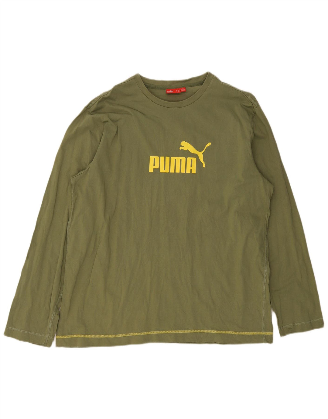 Męski graficzny top Puma z długim rękawem XL, zielony, bawełniany