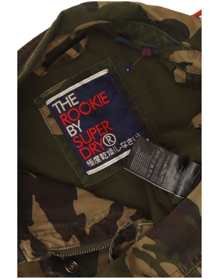 Damska kurtka wojskowa Superdry z grafiką UK 12, średni kamuflaż khaki