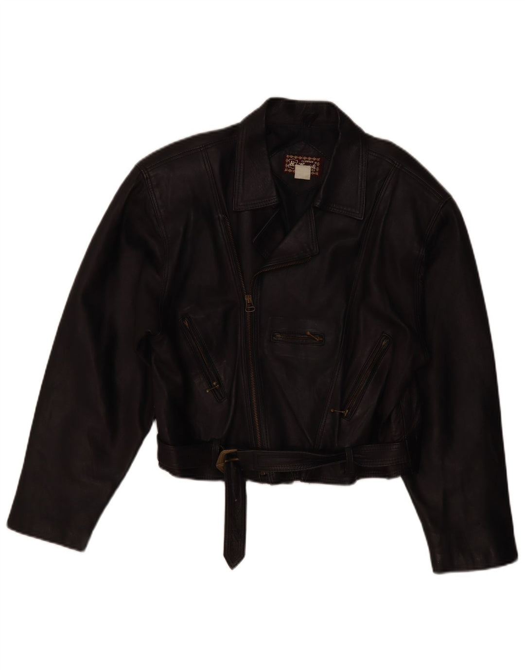 Damska skórzana kurtka motocyklowa VINTAGE UK 14, średnia czarna skóra