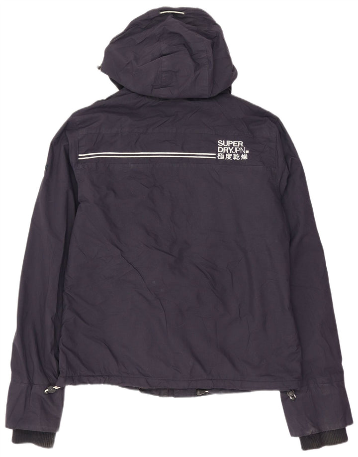 Damska kurtka wiatrówka z kapturem Superdry UK 14, średni granatowy nylon