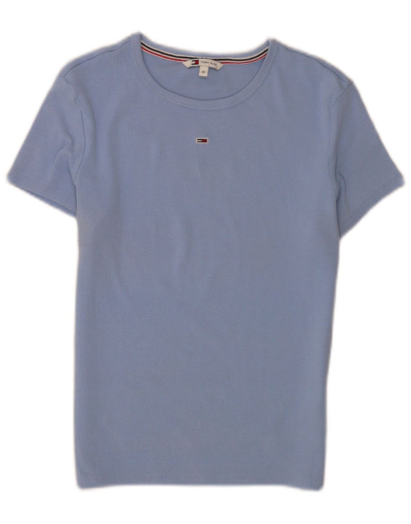 Damska koszulka Crop Top Tommy Hilfiger UK 12, średnia niebieska bawełna