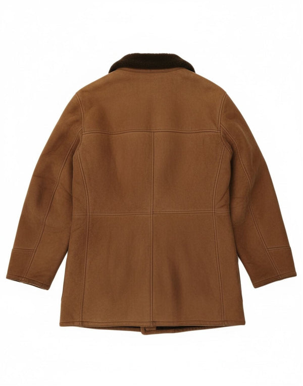 Vintage męska dwurzędowa kurtka shearling UK 36 Small Brown