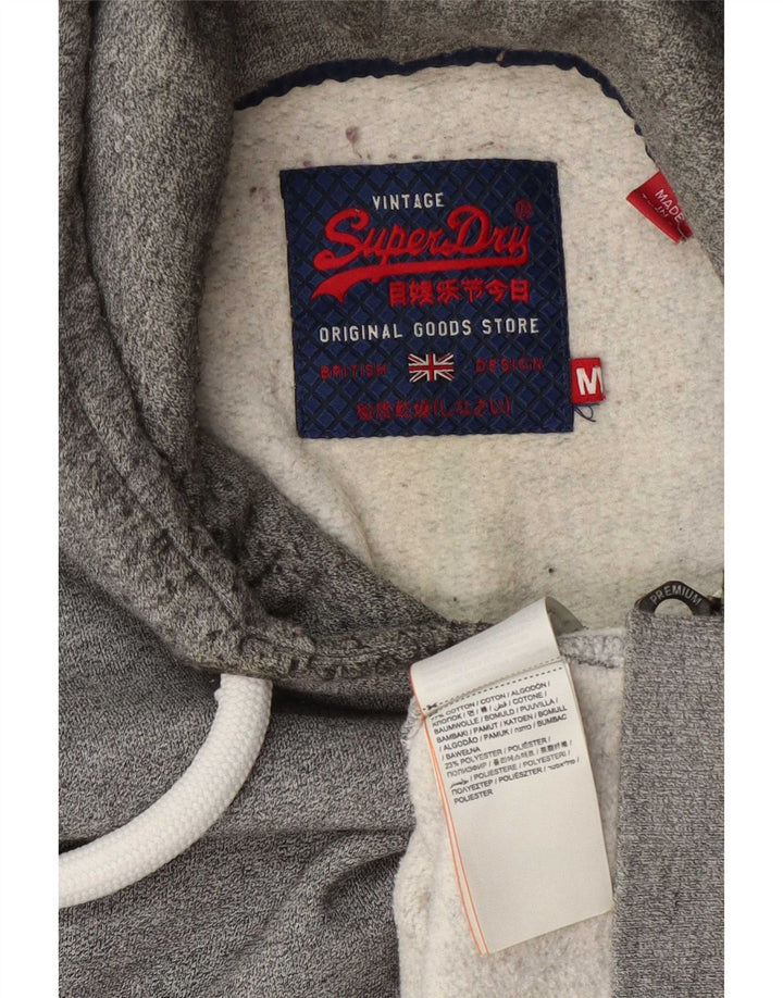 Męski sweter z kapturem i zamkiem błyskawicznym Superdry, średnioszary, bawełniany