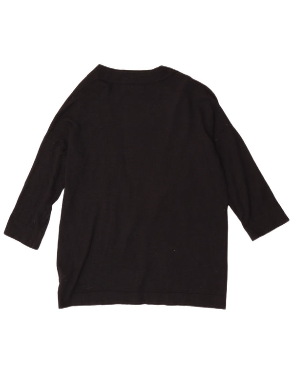Damski sweter rozpinany z rękawem 3/4 Zara UK 10 Small Black Wiskoza