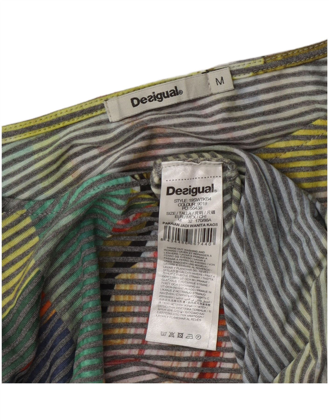 Damska krótka bluzka Desigual Top UK 14 w średnie wielokolorowe prążki