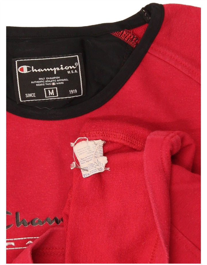 Damski top graficzny Champion z długim rękawem, UK 12, średni czerwony, bawełniany