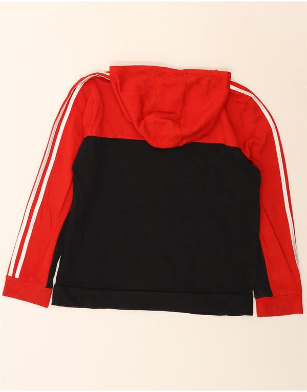 Adidas Dziewczęca bluza z kapturem 13-14 lat XL, czerwona, bawełniana z blokami kolorów