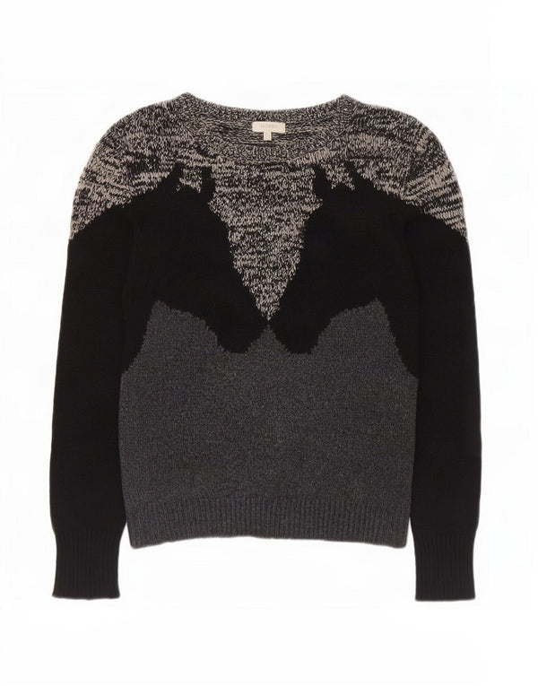 Damski sweter Hobbs z graficznym dekoltem w łódkę, UK 8, mały, czarny, z blokami kolorów