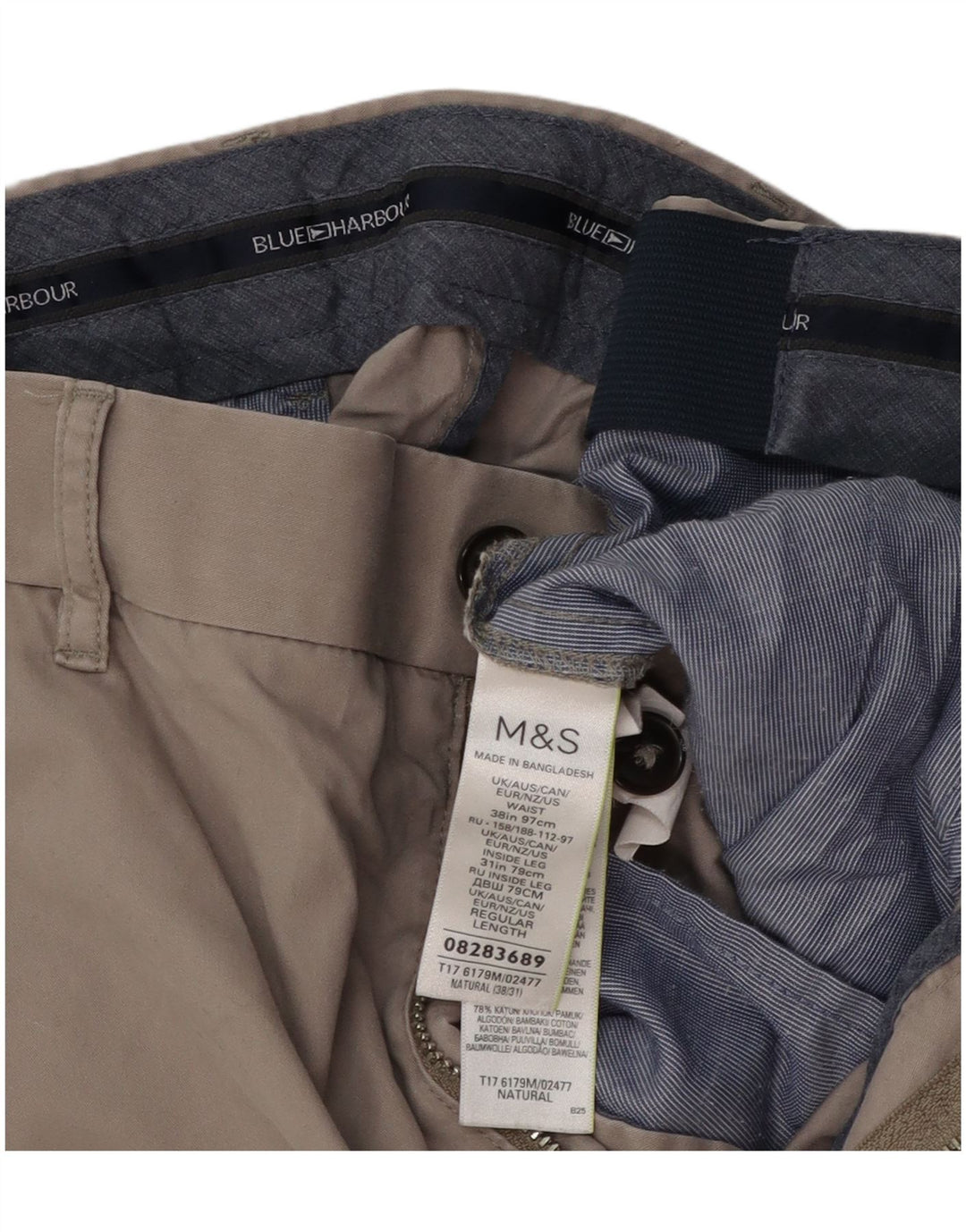 Męskie spodnie chino Marks & Spencer Blue Harbor Straight W38 L31 szare