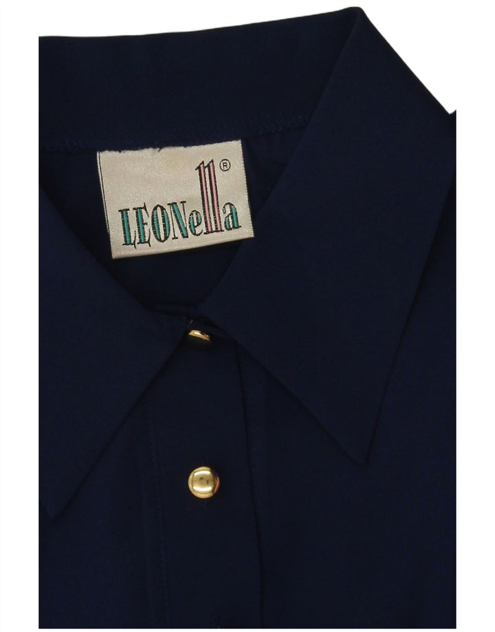 Damska koszulka polo oversize w stylu vintage, UK 18 XL, granatowa, poliester