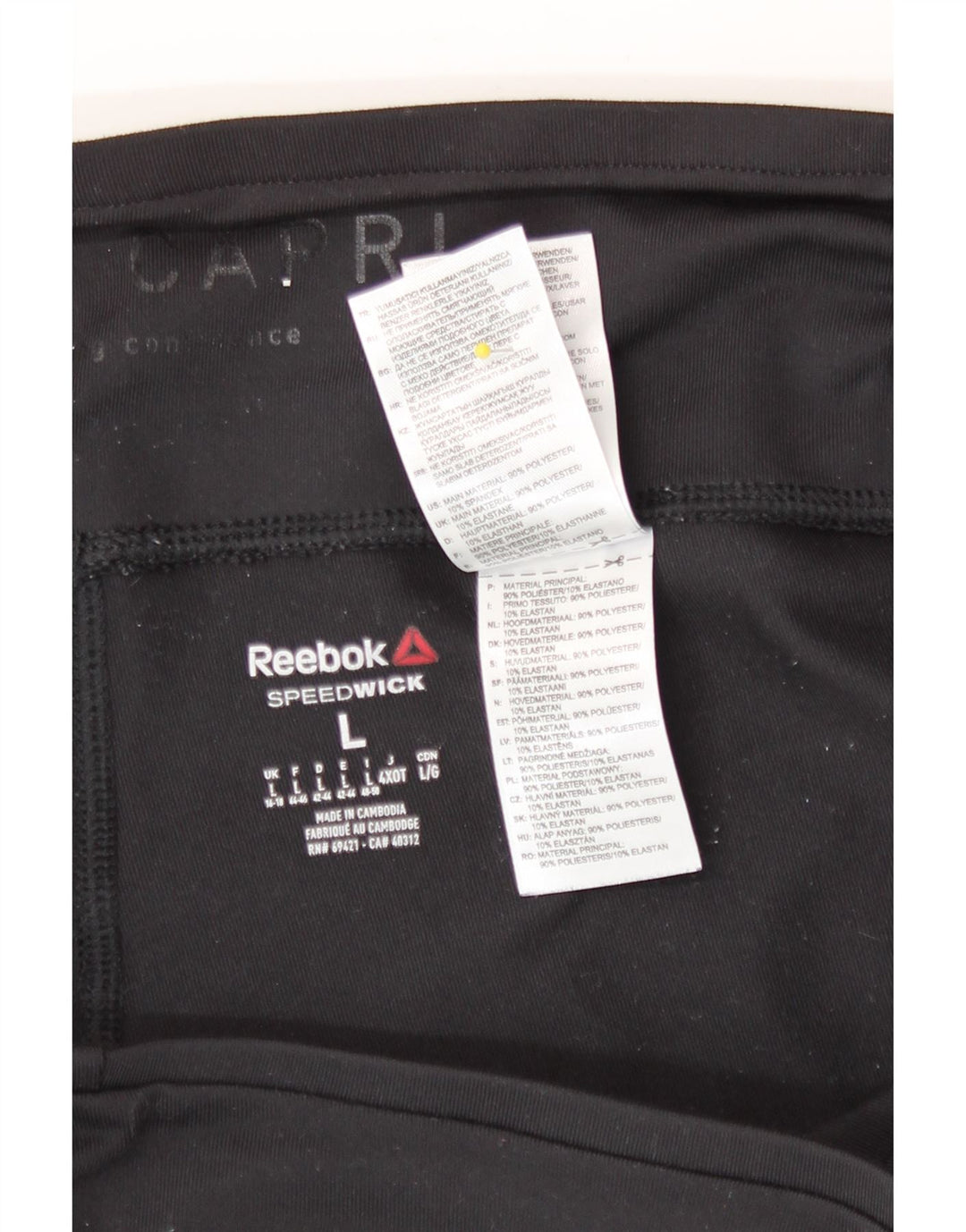 Damskie legginsy Reebok Capri UK 16/18, duże, czarne, poliestrowe