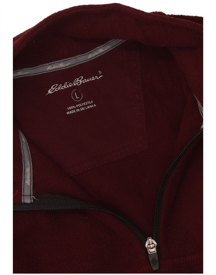 Męski sweter polarowy Eddie Bauer z zamkiem błyskawicznym, duży, bordowy poliester