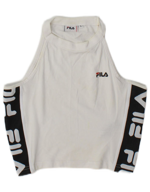Damski top Fila Graphic Crop Halter UK 10 Small White Colorblock Cotton