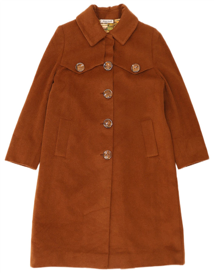 Płaszcz damski w stylu vintage UK 14, duży, brązowy, wełniany