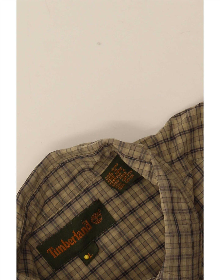 Koszula męska Timberland, duża bawełniana krata khaki