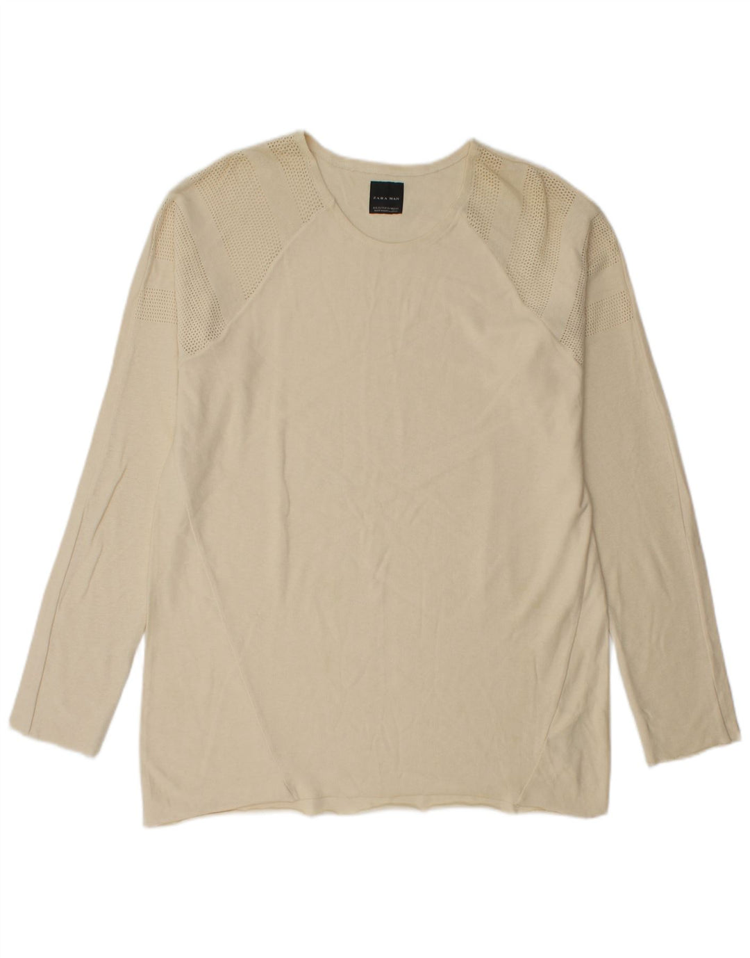Męski top Zara z długim rękawem XL, beżowy, bawełniany