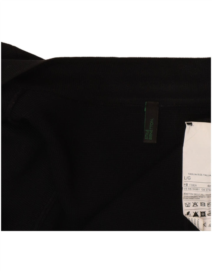 Rozpinany sweter damski Benetton UK 16, duży, czarny, wiskoza