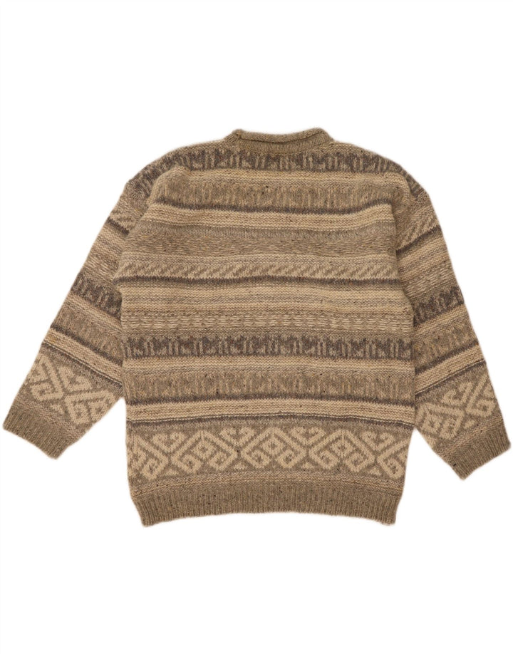 Vintage męski sweter z golfem, duży, szary, wełniany Fair Isle