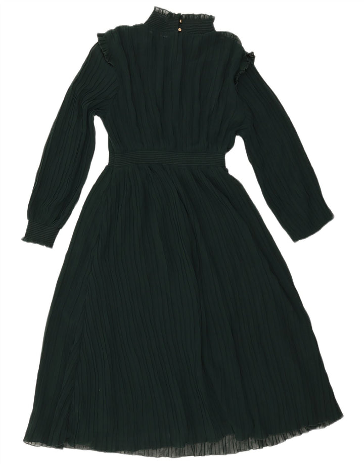 Damska sukienka maxi z rękawem 3/4 ZARA UK 12, średni zielony poliester