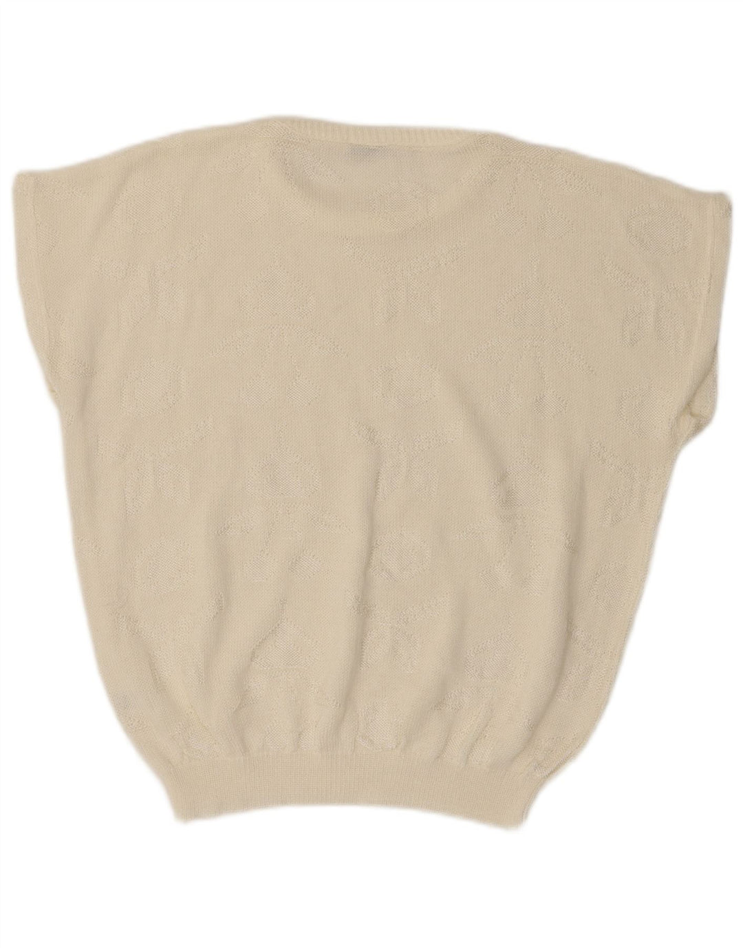 Damski sweter oversize VINTAGE z okrągłym dekoltem UK 14, średni złamanej bieli