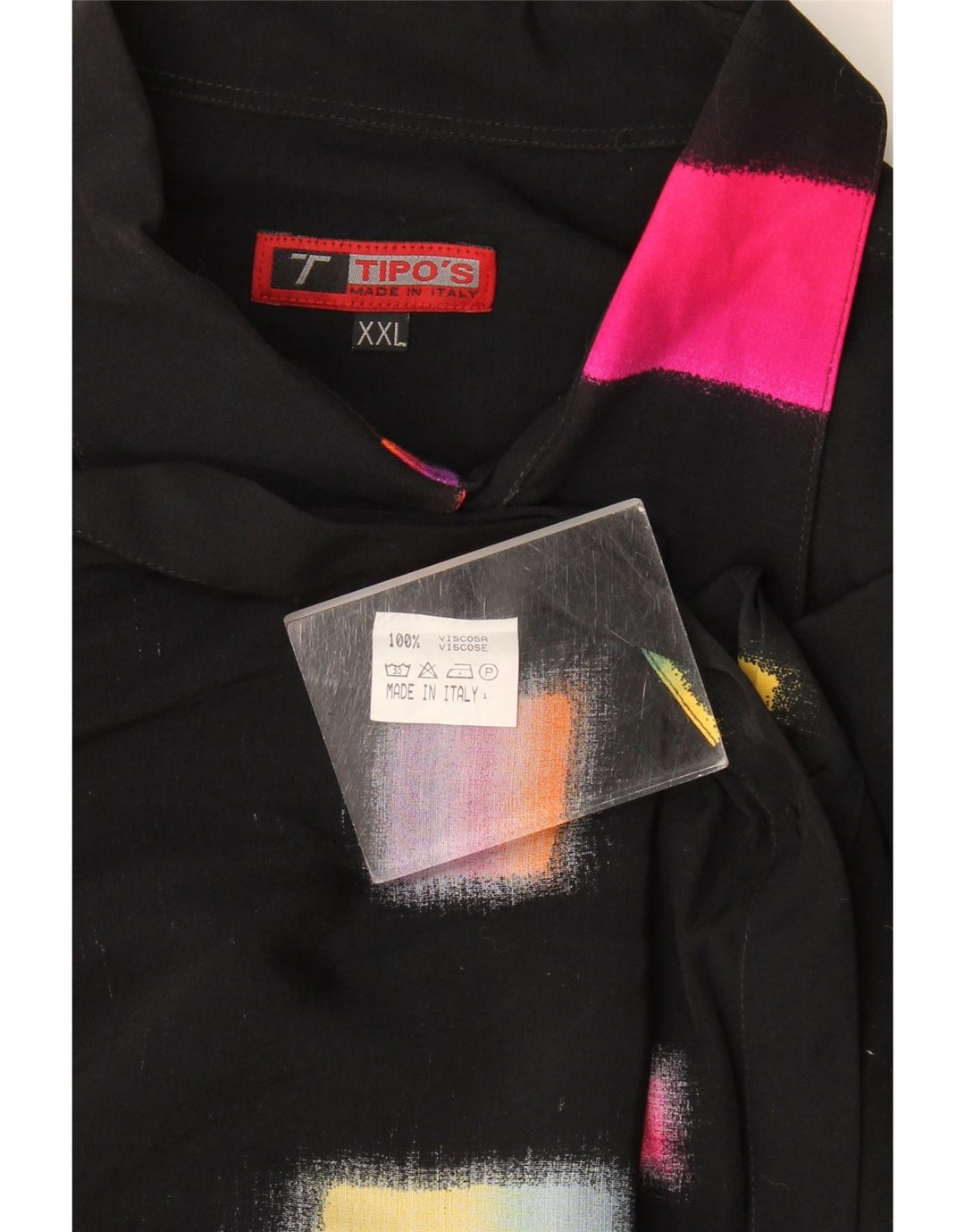 Koszula męska z krótkim rękawem Tipo' S, 2XL, czarna, geometryczna wiskoza