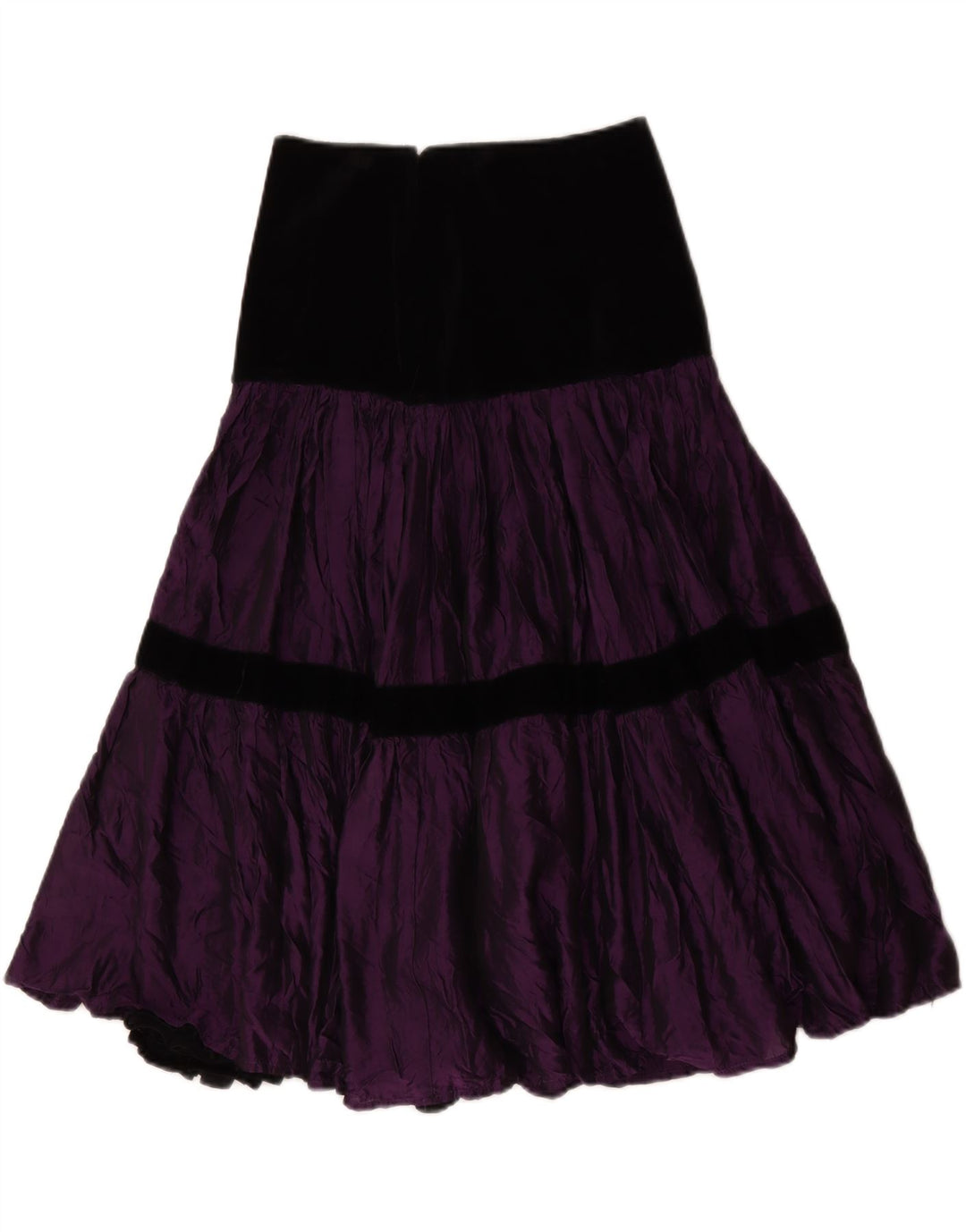 Warstwowa spódnica damska w stylu vintage IT 42 Medium W28 Fioletowy poliester z blokami kolorów