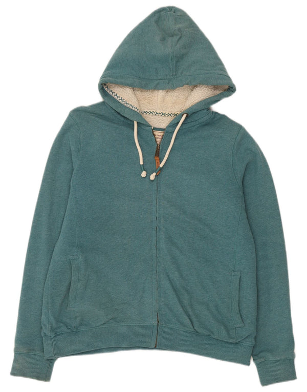 Damski sweter z kapturem Fat Face Sherpa Zip UK 14, duży, zielony, bawełniany