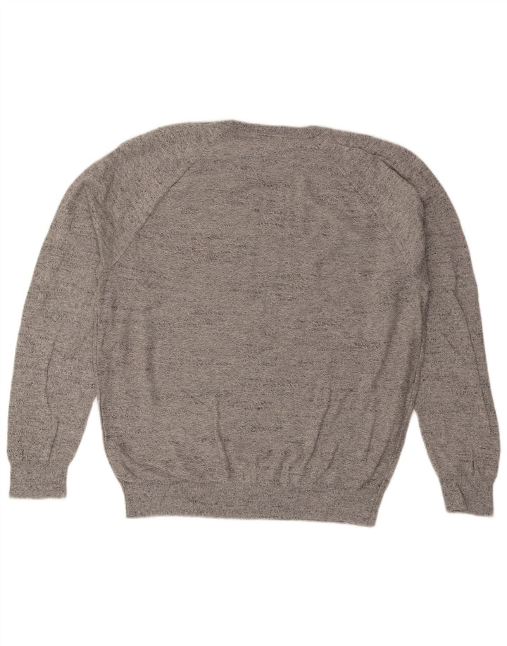 Męski sweter J. Crew z okrągłym dekoltem, duży, szary, z bawełny w plamki