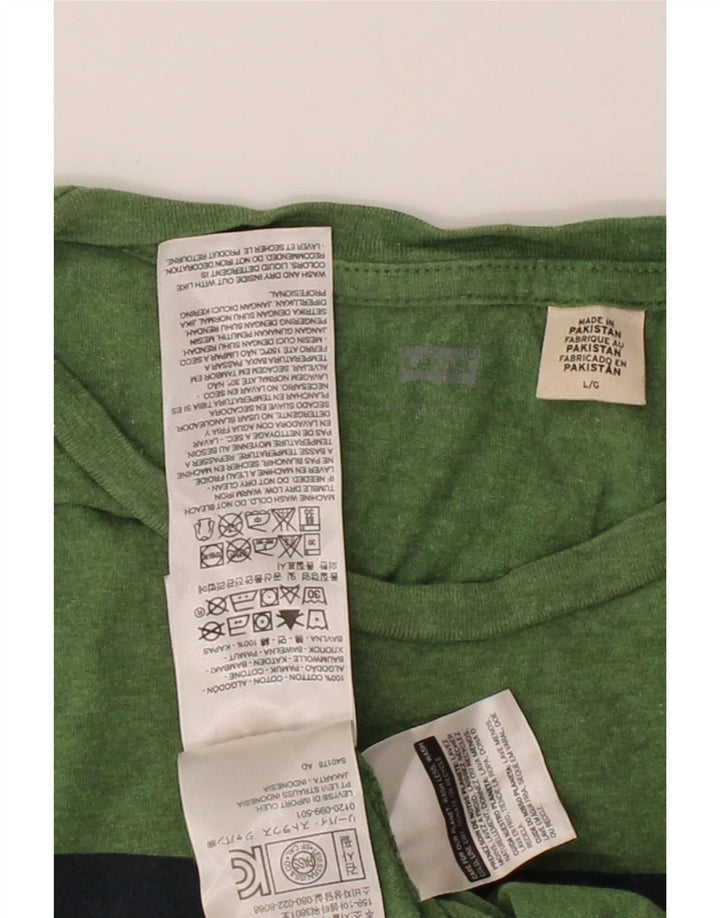 LEVI'S Mens Graphic T-Shirt Top Large Green Cotton Vintage Levi's and Second-Hand Levi's from Messina Hembry 