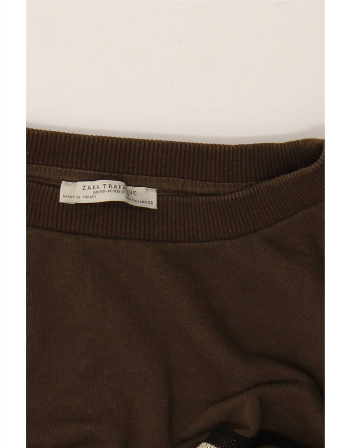 Damski sweter oversize Zara UK 10, mały, khaki, geometryczny