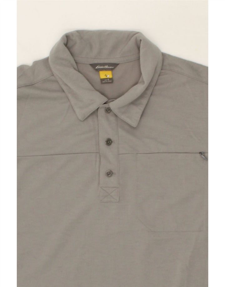 EDDIE BAUER Mens Polo Shirt Large Grey Cotton Vintage Eddie Bauer and Second-Hand Eddie Bauer from Messina Hembry 