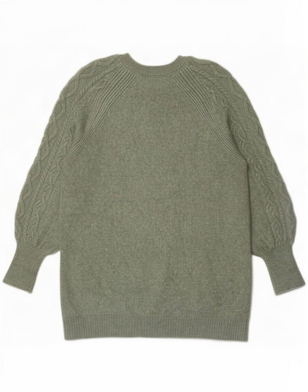 Marks & Spencer Womens Oversized Boat Neck Jumper Sweater UK 10 Small Green