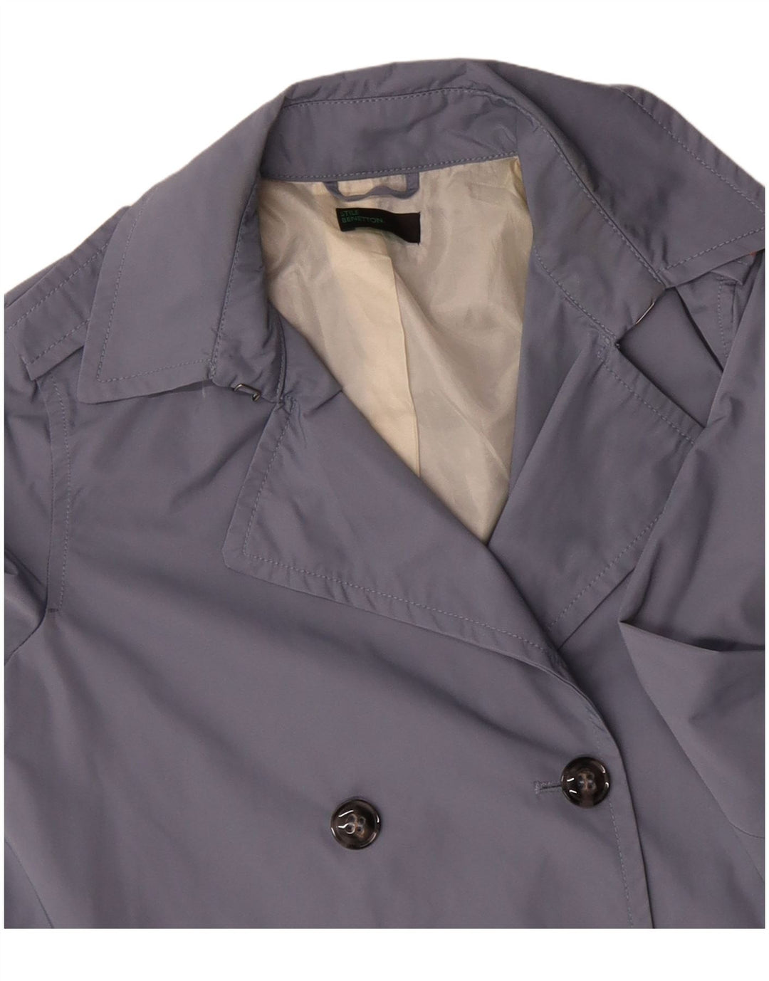 Damski trencz oversize Benetton UK 10, mały, niebieski, poliester