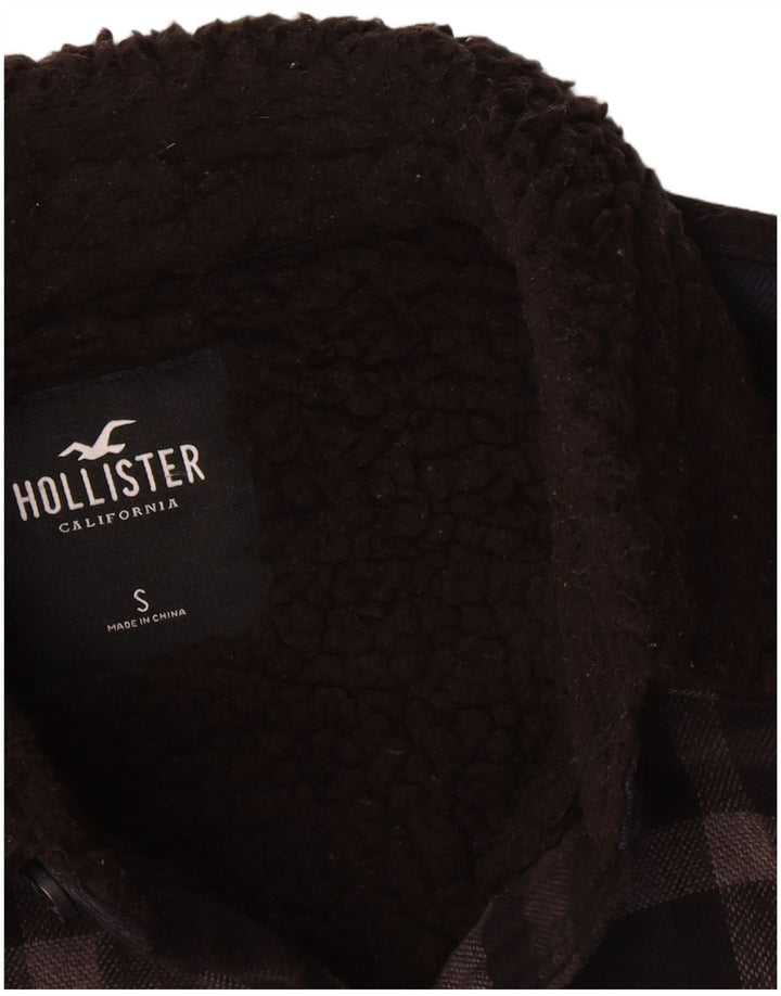 Męska kurtka Hollister Sherpa UK 36, mała, czarna, bawełniana kratka